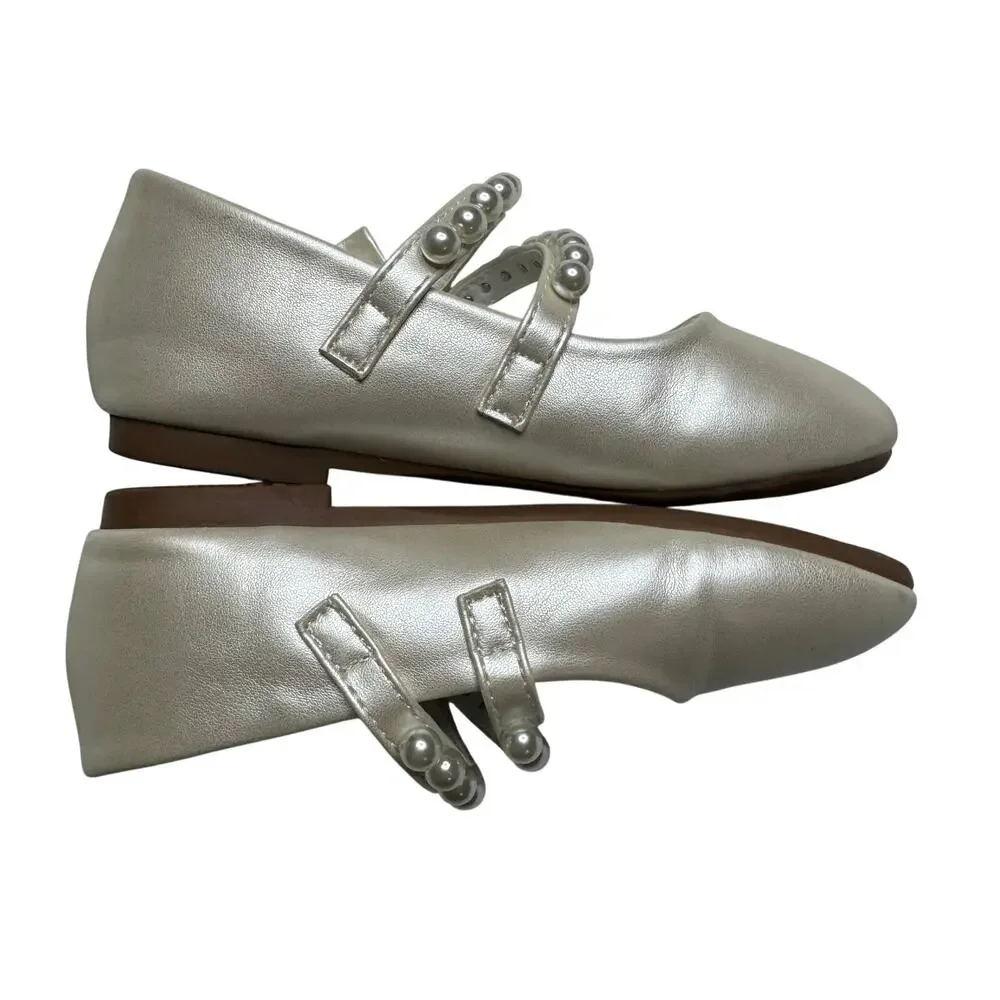 Girls Mary Jane Flats Princess Champagne Size 10